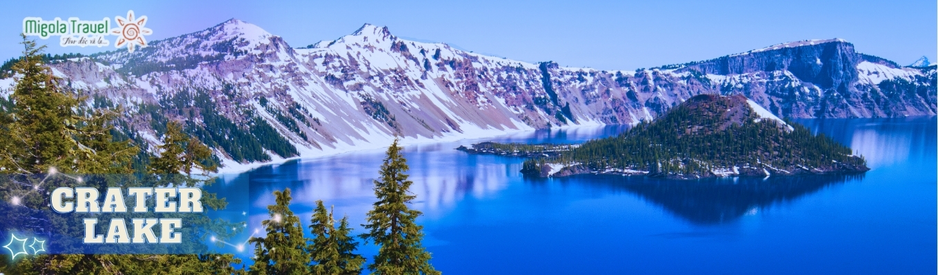 Crater Lake - là một hồ nước hõm chảo ở tây Hoa Kỳ. Hồ này chứa nước đầy một hố hõm chảo sâu gần 655m được hình thành khoảng 770 0năm trước bởi sự sụp đổ của núi lửa núi Mazama.