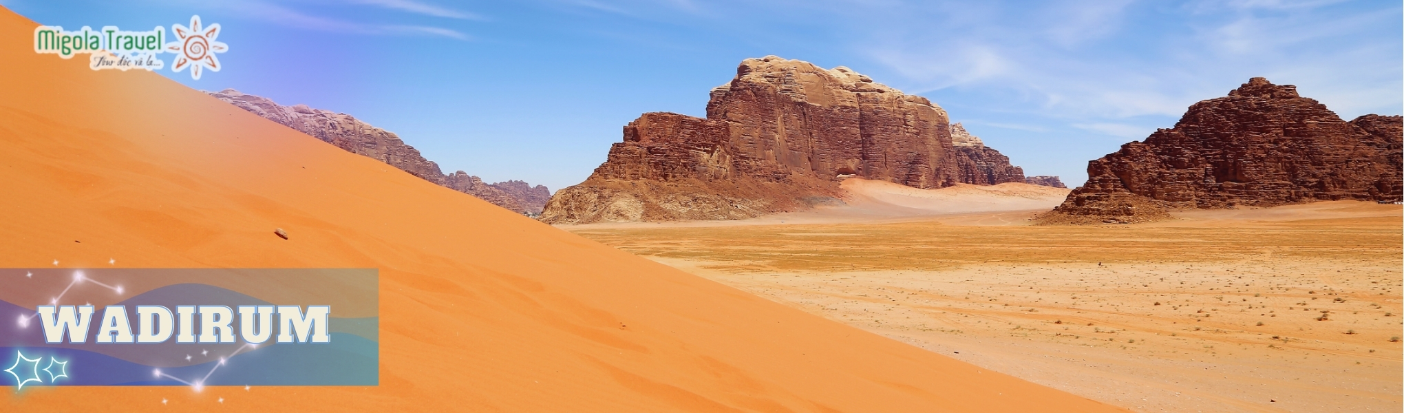 Wadi Rum nơi được mệnh danh “Thung lũng mặt trăng” với khung cảnh hùng vĩ được sử dụng làm bối cảnh cho nhiều bộ phim nổi tiếng như Lawrence of Arabia hay Cuộc Thập Tự Chinh cuối cùng của Indiana Jones,...