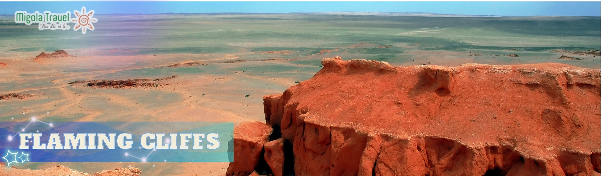 Flaming Cliffs – Vách đá bùng cháy là một trong những địa điểm cổ sinh vật học nổi tiếng nhất thế giới. Khu vực này được đặt tên như vậy bởi nhà cổ sinh vật học người Mỹ Roy Chapman Andrews vì màu cam nổi bật của nó khi hoàng hôn buông xuống.